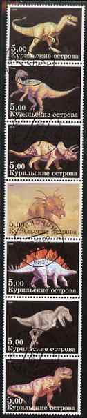 Kuril Islands 2000 Dinosaurs perf set of 7 values complete fine cto used, stamps on dinosaurs