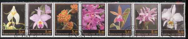 Kuril Islands 2000 Orchids perf set of 7 values complete fine cto used, stamps on , stamps on  stamps on flowers, stamps on orchids