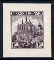 Czechoslovakia 1936 Die Proof of 1k60 St Barbara's Church in purple on wove paper, as SG 355a, stamps on , stamps on  stamps on churches