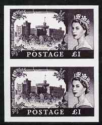 Great Britain 1955 Windsor Castle 1  'Maryland' imperf pair 'unused' forgery, as SG 539 etc - the word Forgery is either handstamped or printed on the back and comes on a presentation card with descriptive notes, stamps on maryland, stamps on forgery, stamps on forgeries, stamps on castles