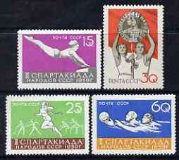 Russia 1959 2nd Russian Spartakiad set of 4 unmounted mint, SG 2355-58, stamps on sport, stamps on water polo, stamps on athletics, stamps on gymnatics, stamps on  gym , stamps on gymnastics, stamps on 