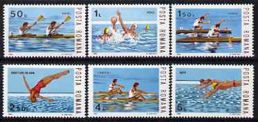 Rumania 1983 Water Sports set of 6 unmounted mint, SG 4801-06, stamps on , stamps on  stamps on sport, stamps on  stamps on rowing, stamps on  stamps on diving, stamps on  stamps on water polo, stamps on  stamps on swimming