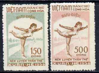 Vietnam - North 1958 Physical Edication set of 2 fine, unmounted mint SG N78-79, stamps on , stamps on  stamps on sport, stamps on  stamps on gymnastics, stamps on  stamps on  gym , stamps on  stamps on gymnastics, stamps on  stamps on 