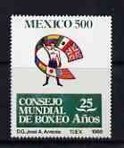 Mexico 1988 25th Anniversary of World Boxing 500p unmounted mint SG1892, stamps on sport, stamps on boxing, stamps on flags
