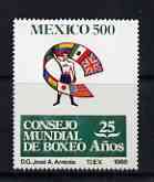 Mexico 1988 25th Anniversary of World Boxing 500p unmounted mint SG1892, stamps on , stamps on  stamps on sport, stamps on  stamps on boxing, stamps on  stamps on flags