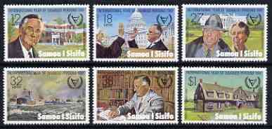 Samoa 1981 Int Year for the Disabled, Pres Roosevelt Commemoration set of 6 unmounted mint SG 588-93, stamps on , stamps on  stamps on disabled, stamps on  stamps on ships, stamps on  stamps on roosevelt, stamps on  stamps on postal