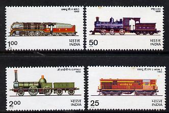 India 1976 Locomotives complete set of 4 unmounted mint, SG 806-9, stamps on railways
