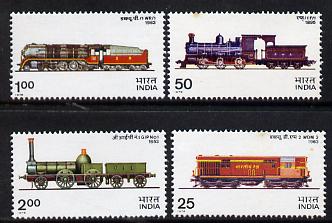 India 1976 Locomotives complete set of 4 unmounted mint, SG 806-9, stamps on railways