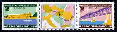 Bulgaria 1978 Air set of two (The Danube-European River) unmounted mint SG 2633-34, stamps on europa, stamps on bridges, stamps on rivers, stamps on 