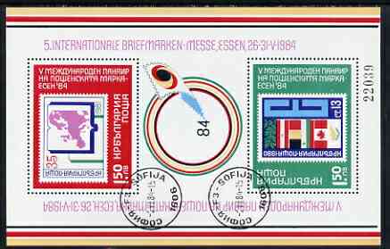 Bulgaria 1984 5th International Stamp Fair, Essen m/sheet fine used SG MS3148, stamps on stamp exhibitions, stamps on flags, stamps on maps