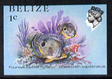 Belize 1984-88 Butterflyfish 1c def imperf single with fine shift of black unmounted mint, SG 766var, stamps on , stamps on  stamps on fish     marine-life