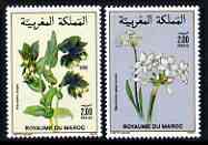 Morocco 1989 flowers set of 2 unmounted mint SG 770-71, stamps on flowers, stamps on narcissus