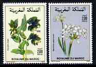 Morocco 1989 flowers set of 2 unmounted mint SG 770-71, stamps on , stamps on  stamps on flowers, stamps on  stamps on narcissus