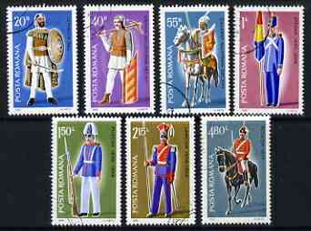 Rumania 1980 Military Uniforms set of 7 fine cto used, SG 4602-08*, stamps on , stamps on  stamps on horses, stamps on  stamps on militaria