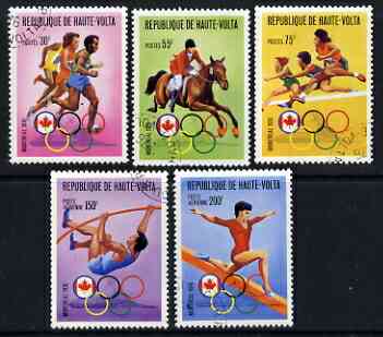 Upper Volta 1976 Montreal Olympics set of 5 fine cto used (Mi617-621), stamps on sport, stamps on olympics, stamps on horses, stamps on gymnastics, stamps on  gym , stamps on gymnastics, stamps on 