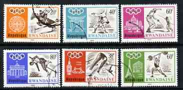Rwanda 1966 Olympic Games Mexico (2nd issue) fine cto used, SG 271-276, stamps on , stamps on  stamps on sport, stamps on  stamps on horses, stamps on  stamps on olympics, stamps on  stamps on diving, stamps on  stamps on fencing, stamps on  stamps on weightlifting, stamps on  stamps on judo, stamps on  stamps on martial arts