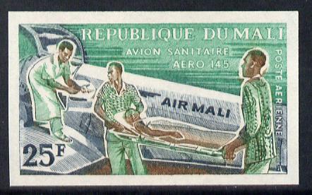 Mali 1963 Air 25f (Ambulance Plane) unmounted mint imperf colour trial proof (several different combinations available but price is for ONE) as SG 72, stamps on aviation     red cross     medical