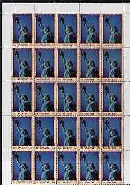 St Vincent 1986 Statue of Liberty Centenary 75c in complete unmounted mint sheet of 25, SG 1038, stamps on monuments, stamps on statues, stamps on americana, stamps on civil engineering, stamps on 