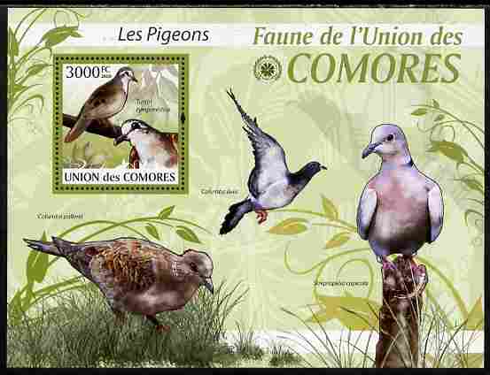 Comoro Islands 2009 Pigeons perf s/sheet unmounted mint Yv 203, Mi BL 522, stamps on , stamps on  stamps on birds, stamps on  stamps on pigeons