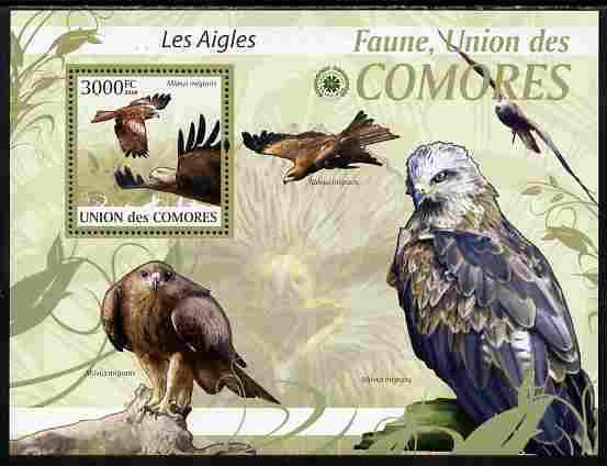Comoro Islands 2009 Eagles perf s/sheet unmounted mint Yv 206, Mi BL 520, stamps on , stamps on  stamps on birds, stamps on  stamps on eagles, stamps on  stamps on birds of prey