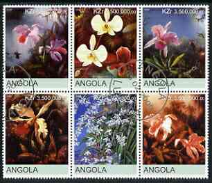 Angola 2000 Orchids #2 set of 6 very fine cto used, stamps on , stamps on  stamps on flowers, stamps on  stamps on orchids