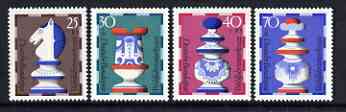 Germany - West 1972 Humanitarian relief Fund - 19th Century Chessmen perf set of 4 unmounted mint, SG1636-39, stamps on chess