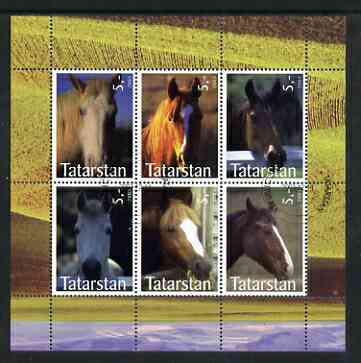 Tatarstan Republic 2003 Horses perf sheetlet containing set of 6 values cto used, stamps on animals, stamps on horses