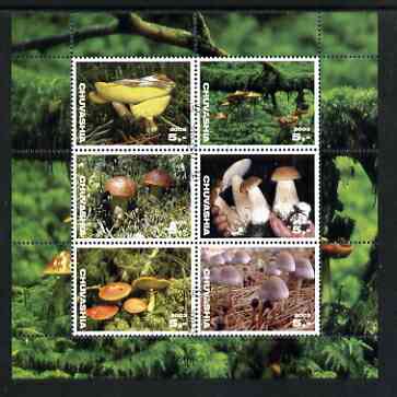 Chuvashia Republic 2003 Fungi perf sheetlet containing set of 6 values cto used, stamps on fungi