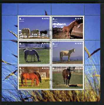 Komi Republic 2003 Horses perf sheetlet containing set of 6 values cto used, stamps on animals, stamps on horses
