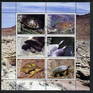 Tatarstan Republic 2003 Tortoises perf sheetlet containing set of 6 values cto used, stamps on reptiles, stamps on tortoises