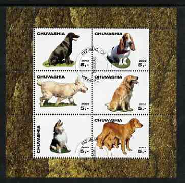 Chuvashia Republic 2003 Dogs perf sheetlet containing set of 6 values cto used, stamps on , stamps on  stamps on dogs