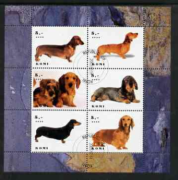 Komi Republic 2003 Dogs perf sheetlet containing set of 6 values cto used, stamps on , stamps on  stamps on dogs