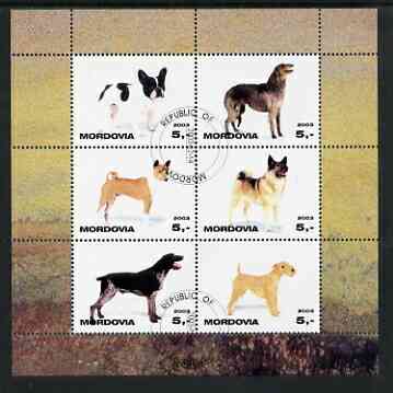 Mordovia Republic 2003 Dogs #1 perf sheetlet containing set of 6 values cto used, stamps on , stamps on  stamps on dogs