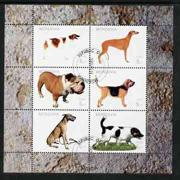 Mordovia Republic 2003 Dogs #2 perf sheetlet containing set of 6 values cto used, stamps on dogs