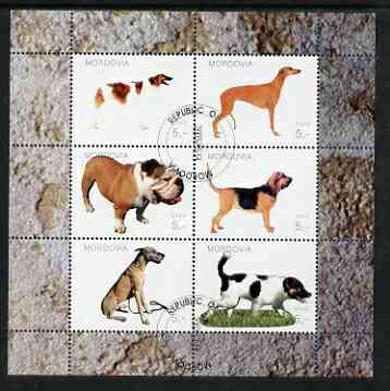 Mordovia Republic 2003 Dogs #2 perf sheetlet containing set of 6 values cto used, stamps on , stamps on  stamps on dogs