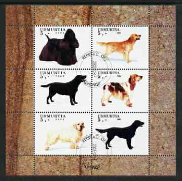 Udmurtia Republic 2003 Dogs perf sheetlet containing set of 6 values cto used, stamps on , stamps on  stamps on dogs