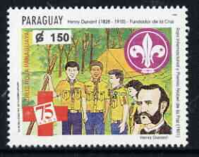 Paraguay 1994 75th Anniversary of Red Cross 150g Scouts & Dunant unmounted mint  SG 1460*, stamps on red cross, stamps on scouts, stamps on nobel