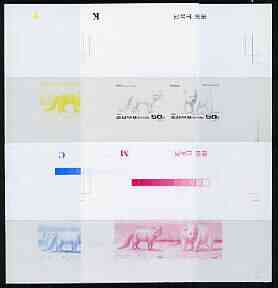 North Korea 1996 Polar Animals sheetlet #1 (containing Arctic Fox & Polar Bear) the set of 4 imperf progressive proofs comprising the 4 individual colours (magenta, yello..., stamps on animals, stamps on polar, stamps on fox, stamps on bears, stamps on huskies, stamps on  fox , stamps on foxes, stamps on 