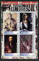 Ivory Coast 2003 Art of the Renaissance - Paintings by Albrecht Durer perf sheetlet containing 4 values unmounted mint, stamps on arts, stamps on durer, stamps on renaissance