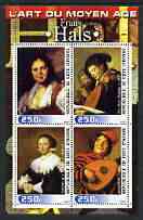 Ivory Coast 2003 Art of the Renaissance - Paintings by Fr87ns Hals perf sheetlet containing 4 values unmounted mint, stamps on , stamps on  stamps on arts, stamps on  stamps on hals, stamps on  stamps on music, stamps on  stamps on renaissance