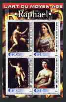 Ivory Coast 2003 Art of the Renaissance - Paintings by Raphael perf sheetlet containing 4 values unmounted mint, stamps on arts, stamps on raphael, stamps on renaissance