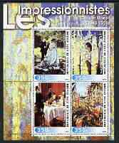 Ivory Coast 2003 Art of the Impressionists - Paintings by Claude Monet perf sheetlet containing 4 values unmounted mint, stamps on , stamps on  stamps on arts, stamps on  stamps on monet, stamps on  stamps on cathedrals