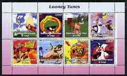 Congo 2003 Looney Tunes #2 perf sheetlet containing 8 values unmounted mint, stamps on films, stamps on movies, stamps on cartoons, stamps on balloons
