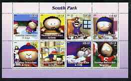 Congo 2003 South Park #2 perf sheetlet containing 8 x 125 CF values unmounted mint, stamps on , stamps on  stamps on films, stamps on  stamps on cartoons, stamps on  stamps on 