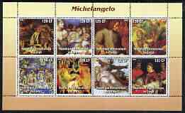 Congo 2003 Paintings by Michelangelo perf sheetlet containing 8 values unmounted mint, stamps on , stamps on  stamps on arts, stamps on  stamps on michelangelo, stamps on  stamps on renaissance