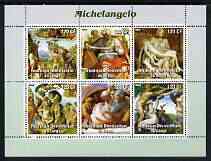 Congo 2003 Paintings by Michelangelo perf sheetlet containing 6 values unmounted mint, stamps on , stamps on  stamps on arts, stamps on  stamps on michelangelo, stamps on  stamps on renaissance