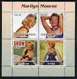 Congo 2003 Marilyn Monroe #1 perf sheetlet containing 4 values unmounted mint, stamps on , stamps on  stamps on films, stamps on  stamps on cinema, stamps on  stamps on entertainments, stamps on  stamps on music, stamps on  stamps on personalities, stamps on  stamps on marilyn monroe