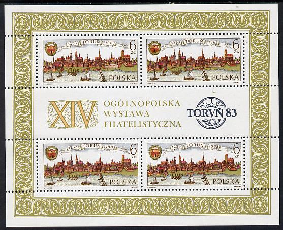 Poland 1983 Anniversary of Torun m/sheet unmounted mint SG MS 2891, stamps on tourism