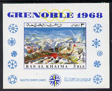 Ras Al Khaima 1968 Grenoble Winter Olympics imperf m/sheet unmounted mint Mi BL 39 , stamps on , stamps on  stamps on olympics   sport 