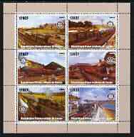 Congo 2003 Paintings of Steam Trains perf sheetlet containing 6 x 120 cf values each with Rotary Logo, unmounted mint, stamps on , stamps on  stamps on rotary, stamps on  stamps on railways, stamps on  stamps on arts